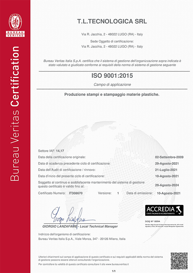 Azienda Certificata ISO 9001:2015 